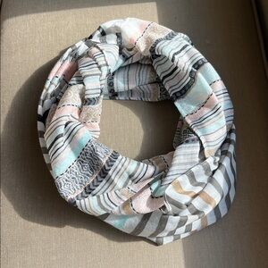 LOFT Striped Lightweight Infinity Scarf in Pastel Neutrals
